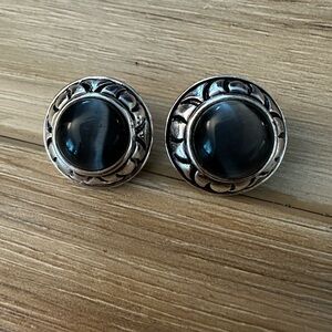 Vintage Roman Gray Glass Clip Ons